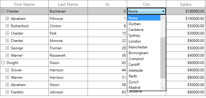 Customizing ComboBox Column using Existing Renderer in WPF TreeGrid