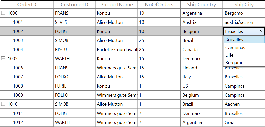 WPF TreeGrid Column with ComboBox