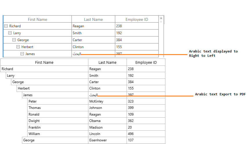 Exporting with Arabic Language Text from WPF TreeGrid to PDF Page