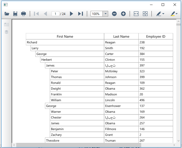 WPF TreeGrid Data Exporting to PDF without Saving