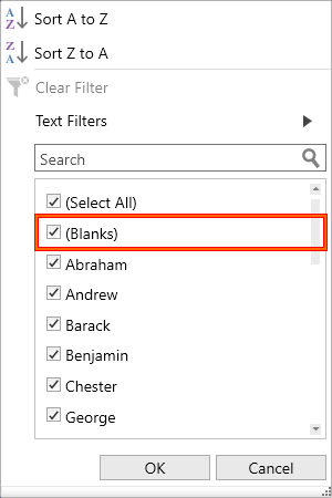 Filter Null Values using CheckBox Filter in WPF TreeGrid