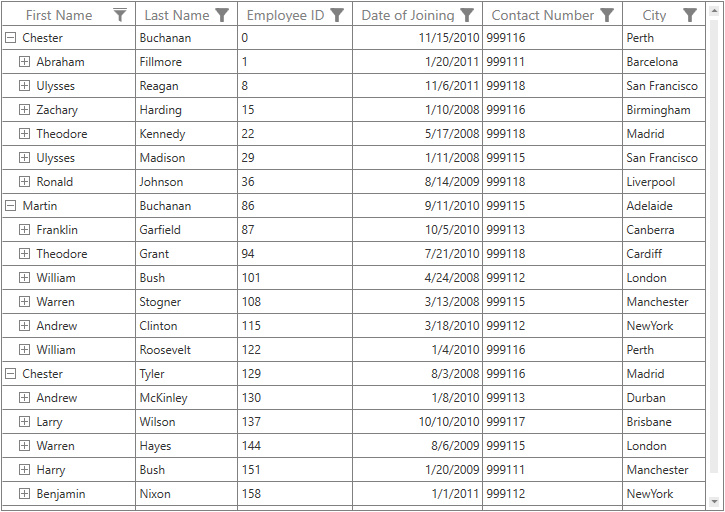 WPF TreeGrid Column with Multiple Filter