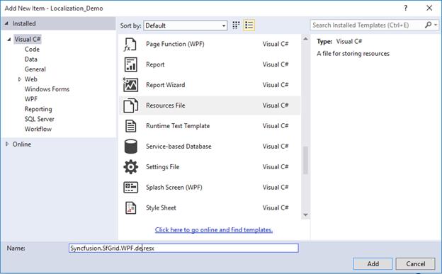 Creating Resource File for WPF TreeGrid