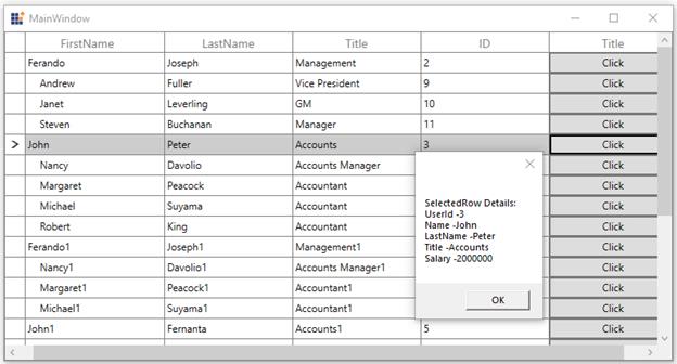 Binding Button Command to ViewModel in WPF TreeGrid
