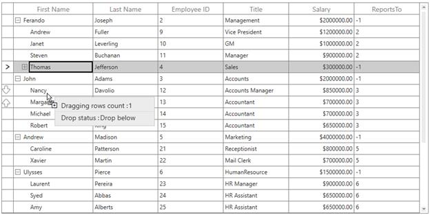 Drag and Drop the Row in WPF TreeGrid