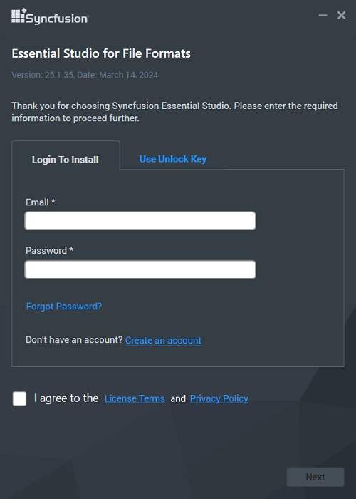 Login credentials