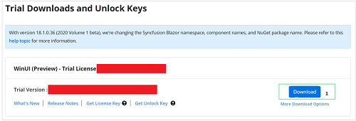 Trial and downloads of Syncfusion<sup style="font-size:70%">®</sup> Essential Studio<sup style="font-size:70%">®</sup>