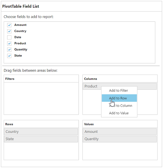 Context menu in pivot button of field list
