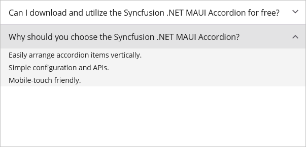 Defining the Accordion items