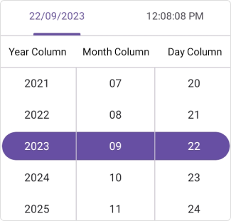 Custom column header in .NET MAUI Date Time picker.