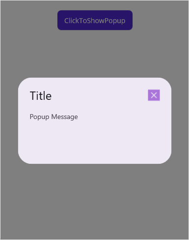 Displaying a .NET MAUI Popup with close button icon