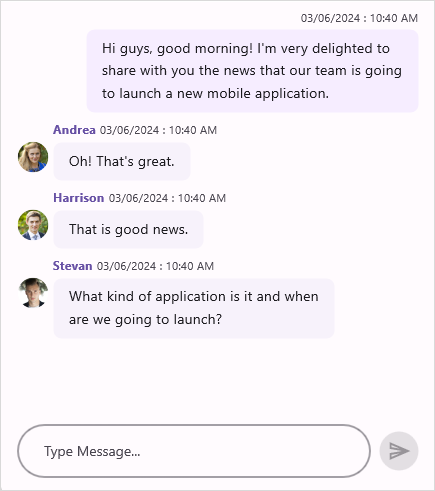 Text message type in .NET MAUI Chat