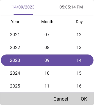 Footer view in .NET MAUI Date Time picker.