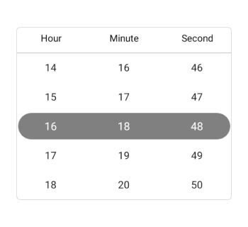 Selection view in .NET MAUI Time picker.