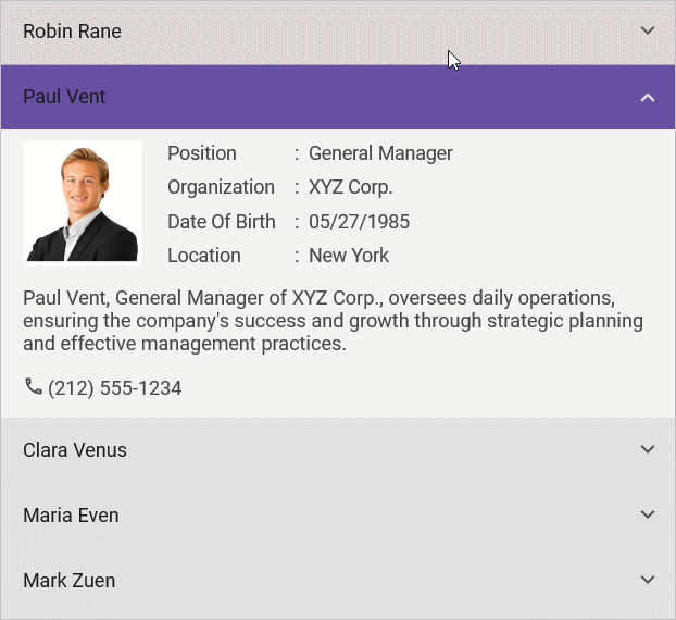 Expanded and collapsed visual states in .NET MAUI Accordion