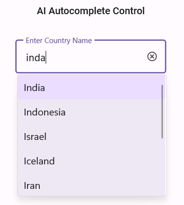 .NET MAUI AutoComplete With AI Smart Search.