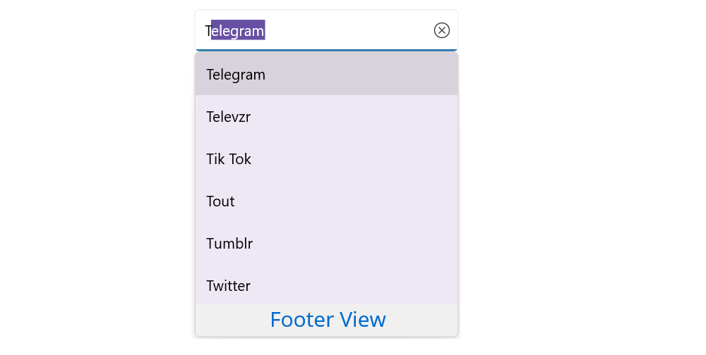 Footer view in the SfAutocomplete drop-down