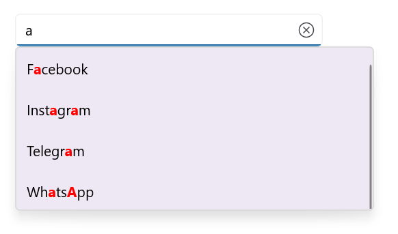 Multiple occurrence highlighting in the SfAutocomplete drop-down