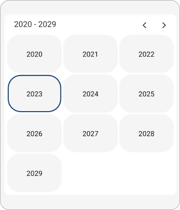 Decade view cell template in .NET MAUI Calendar.