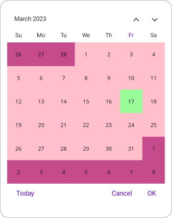 Month view template selector in .NET MAUI Calendar.