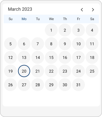 Month view data template in .NET MAUI Calendar.