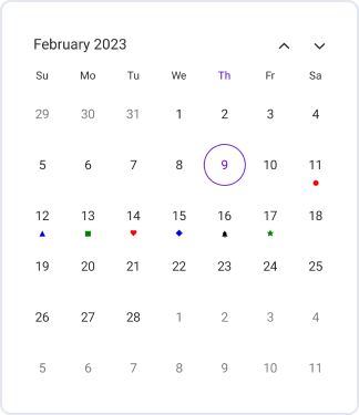 Special day icon in .NET MAUI Calendar.