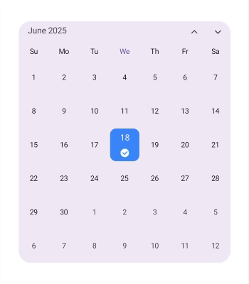 Month View Selection Cell Template in .NET MAUI Calendar.