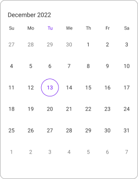 Month view without ShowNavigationArrows in .NET MAUI Calendar.