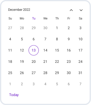 Today button in .NET MAUI Calendar.