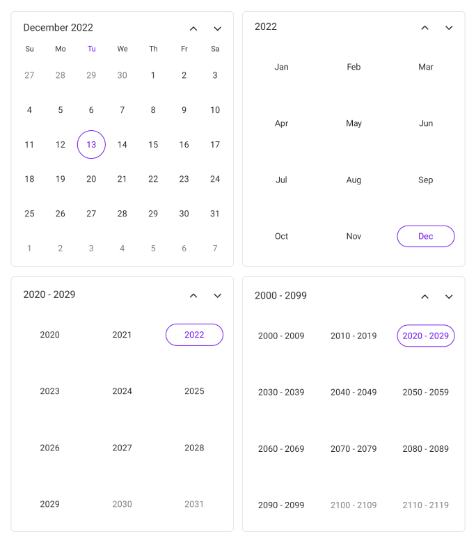 Multiple views in .NET MAUI Calendar.