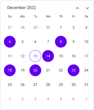Multiple selection in .NET MAUI Calendar.