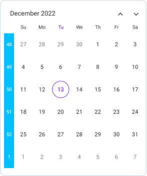 Customize Week number Appearance in .NET MAUI Calendar.