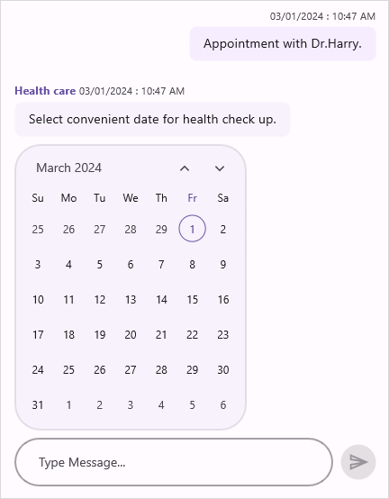 Calendar message type in .NET MAUI Chat