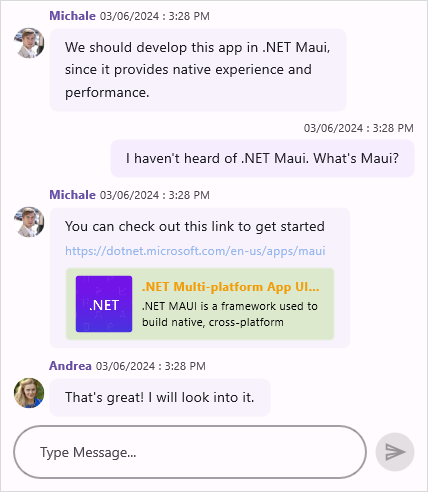 Hyperlink message style in .NET MAUI Chat