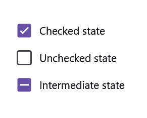 .NET MAUI CheckBox showing the three states of SfCheckBox