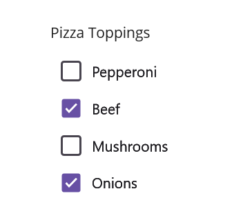 .NET MAUI CheckBox used as a multi-select pizza toppings group