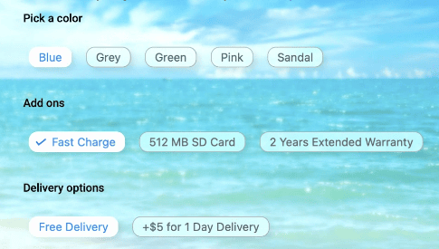 SfChipGroup with the Liquid Glass Effect enabled, displayed over a wallpaper background