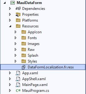 Added resource file in .NET MAUI DataForm.