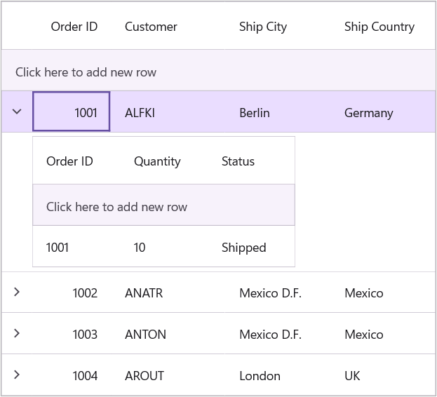 addnewRow-MasterdetailsView