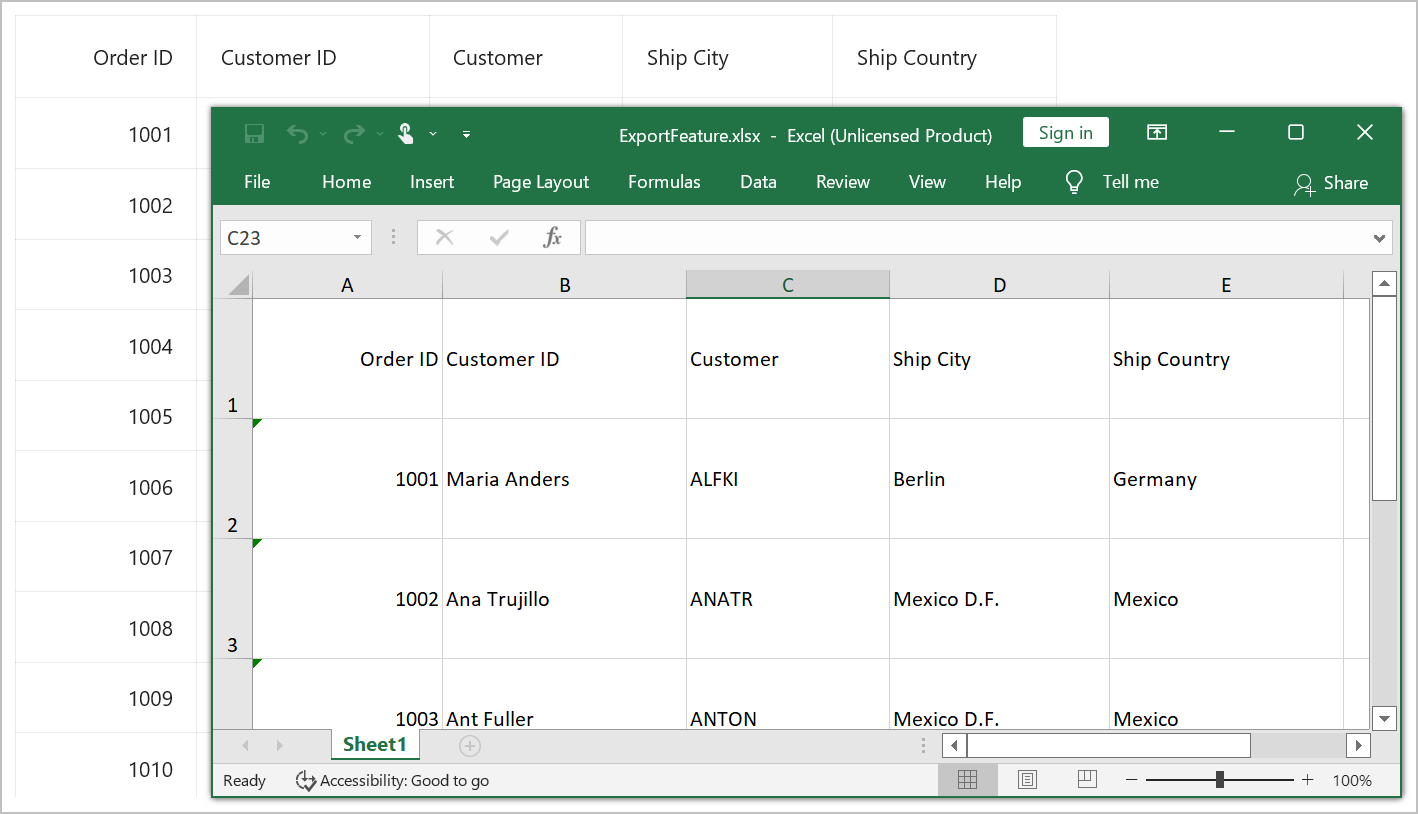 Export DataGrid to Excel format with customized row height for all rows