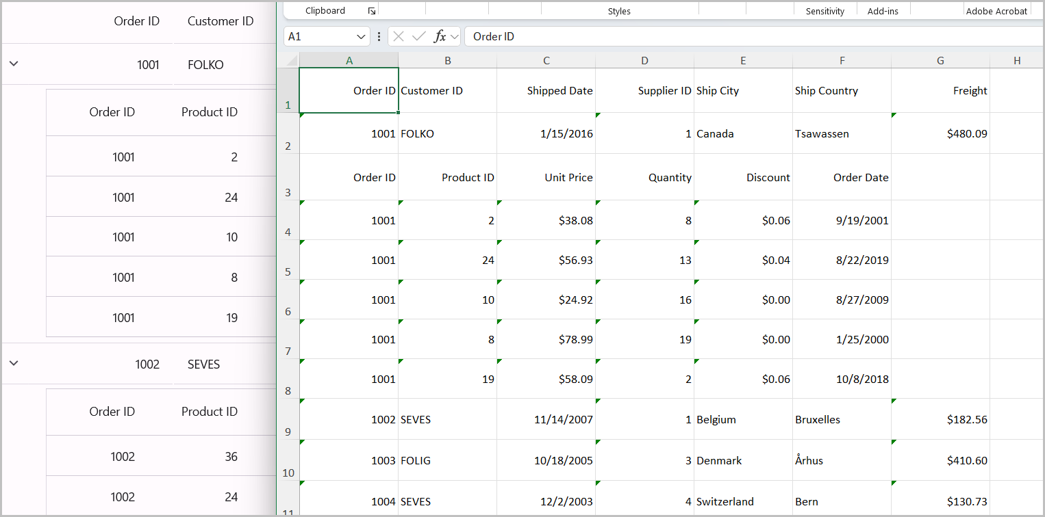 Excluding specific DetailsView while exporting to Excel in DataGrid 