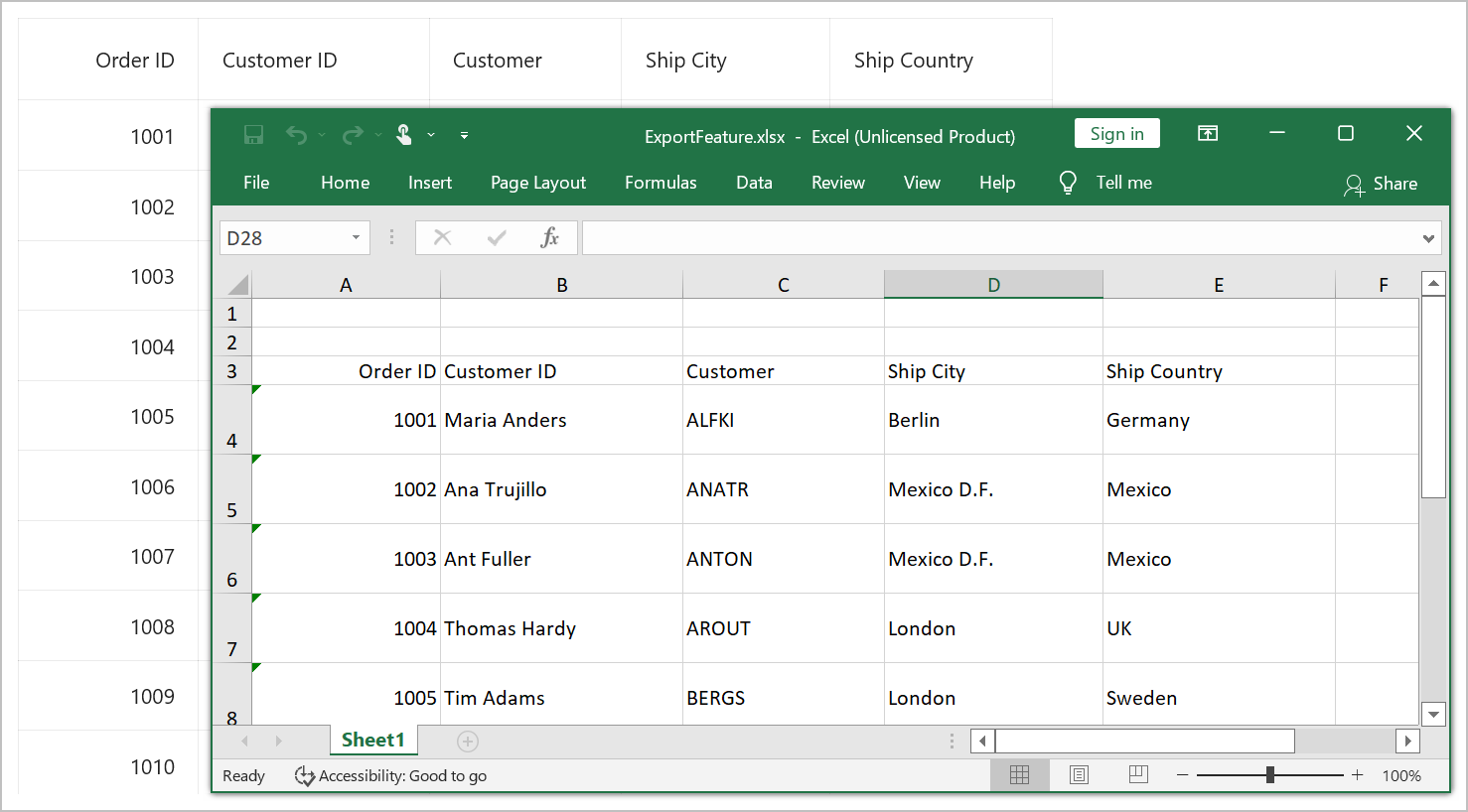 Export to Excel in MAUI DataGrid control | Syncfusion