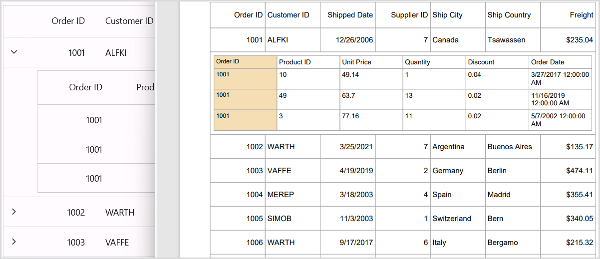 Customizing DetailsViewDataGrid while exporting to PDF in DataGrid