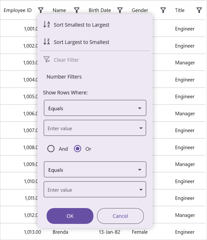 Filter mode as advanced filter