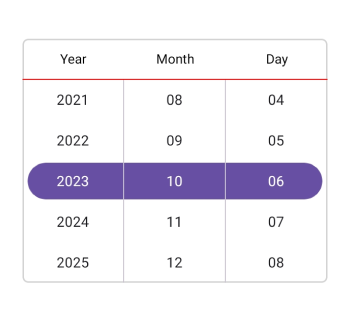 Column header divider color in .NET MAUI Date picker.