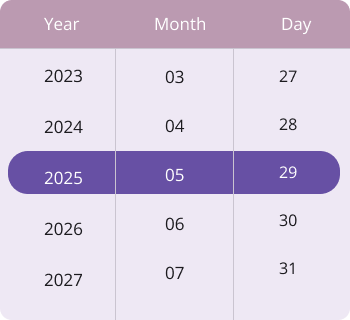 Column header template in .NET MAUI Date picker.