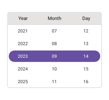 Column header view in .NET MAUI Date picker.