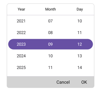 Footer view in .NET MAUI Date picker.