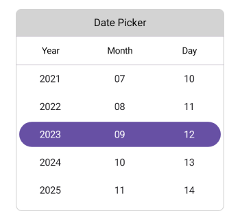 Header view in .NET MAUI Date picker.