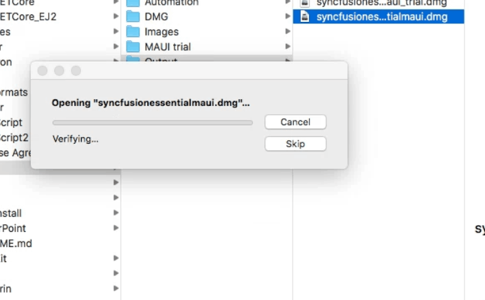 DMG file opened in Finder